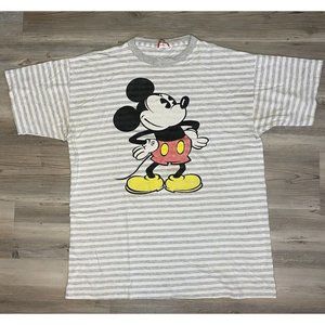Vintage Disney Designs Mickey Mouse Striped Shirt Made In USA